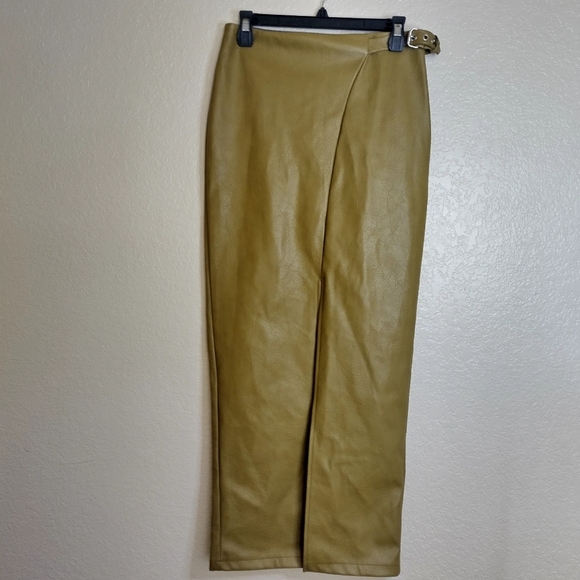 NWT missguided faux leather midi PENCIL skirt front Slit Sz M - Picture 1 of 8